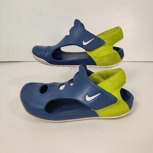 Nike Aqua Swoosh Kids Water Sandals Navy/Volt Size 13.5C EU31